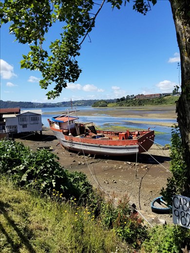 Old boat in the harbor.