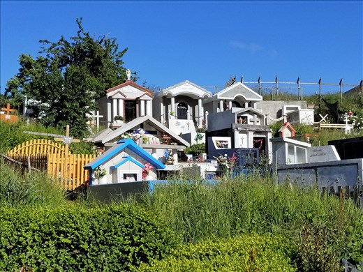 Mausoleums outside first church.