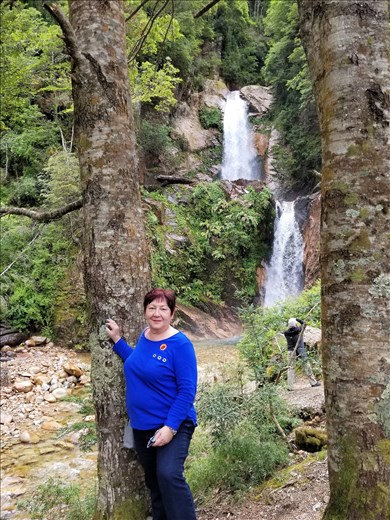 Linda, not a virgin, at the Virgin Falls.