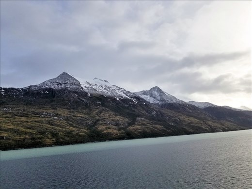Note the paler green water near the land. It's caused by glacier run-off and is fresh water, while the rest is salt water.