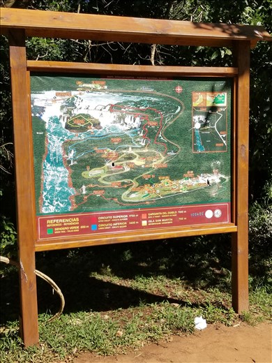 A map to the falls. I just did the upper falls because 90 degrees with 90+ % humidity did me in after walking for about a mile.