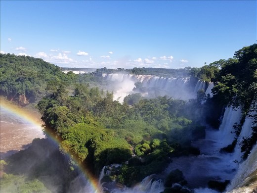 The upper falls with a rainbow. How lucky!