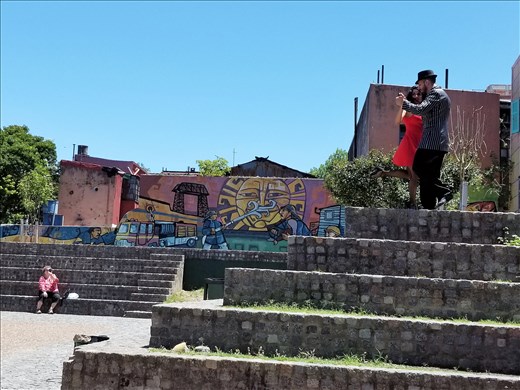 We saw lots of tango, including this free show. Note the murals in the background.