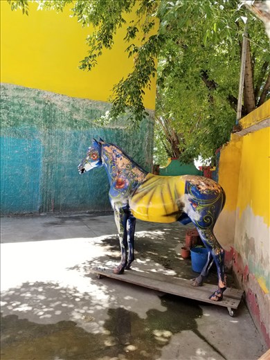 There were several of these colorful horses around town.