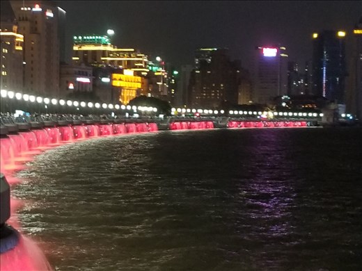 As with the buildings, the lights on the waterfalls change color, too.