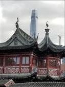 Between the old roofs of these buildings in the Yu Gardens, you can see the tallest building in Shanghai.: by suziqtn, Views[189]