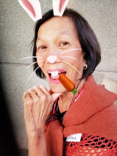 Iona, Elena and Phyllis wanted to know what was so funny. When I showed them the pictures, they wanted one, too. We're all kids at heart. Here's Iona.