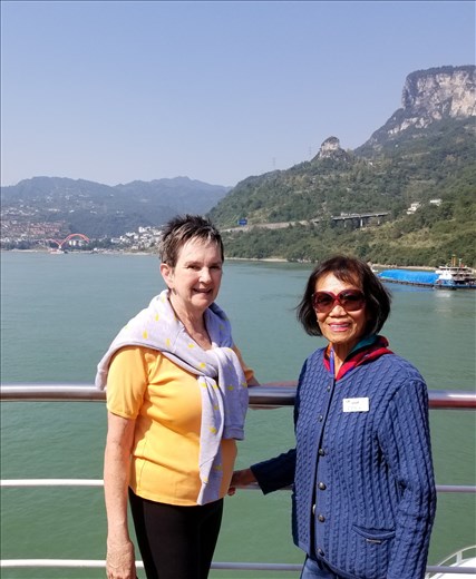 Sue and Iona on deck.