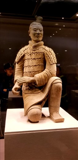 This warrior was an archer. Their topknots mostly leaned to the left so that they'd have room for their arrows on their right side. I searched in vain for a lefty.