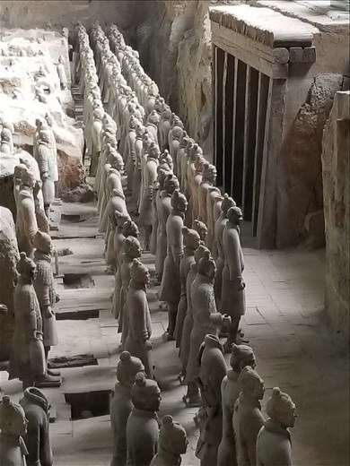 From the side, you can see rows of the warriors.