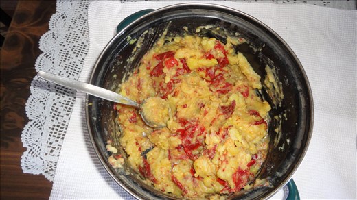 Potatoes and dried paprika melted