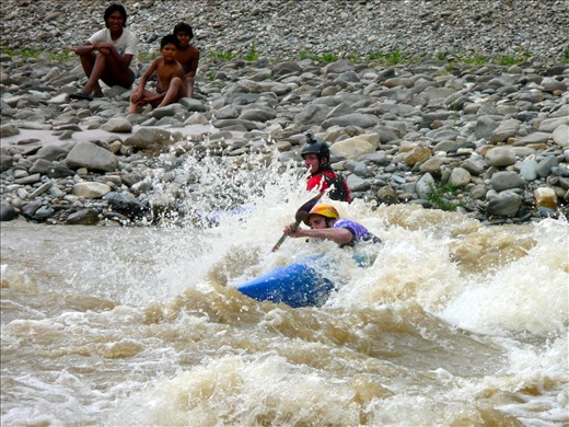 The locals of the Sun Kosi river enjoy the show. 