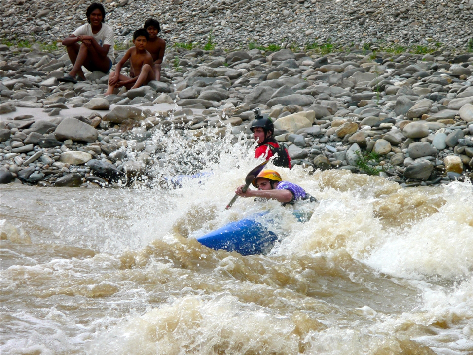 The locals of the Sun Kosi river enjoy the show. 