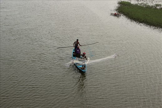fishermen caught in action at the nearby river.