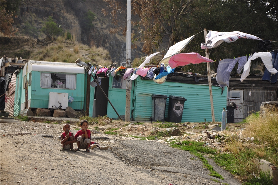 There is such a large contrast between poverty and luxury in Cape Town.  This was right beside downtown, just behind some colourful houses in Bo-Kaap.