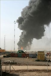 At a vehicle depot outside of the main base, a fuel tanker erupts in a massive ball of flame, sending thick black smoke across the sky. Whilst the explosion is believed to have been cause by an improvised explosive device (IED), it was more than likely a power struggle between two transport companies as opposed to an attack on coalition forces. : by tankimus85, Views[846]