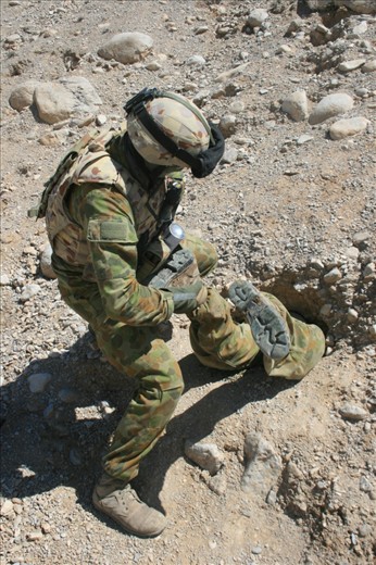 Combat Engineers are tasked with searching for Improvised Explosive Devices and to search for caches of weapons or ammunition. This is dangerous work but they are well trained. The enemy often hide things in places that are not easy to get to, but that never stopped an Engineer from looking