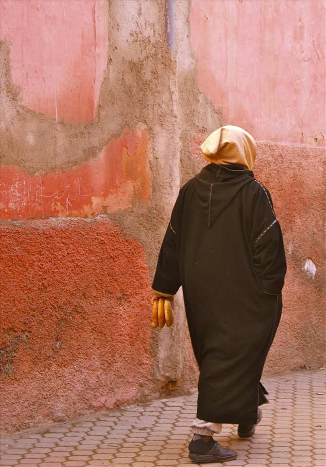 Returning home after picking up fresh bread