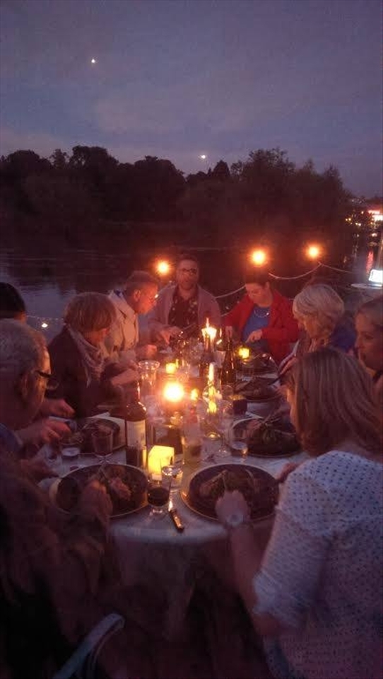 The original Crazy Duck Dinner Club guests, tucking into their chocolate pesto lamb