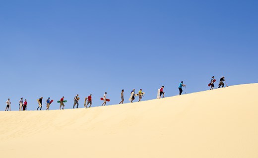 Doing some sand boarding