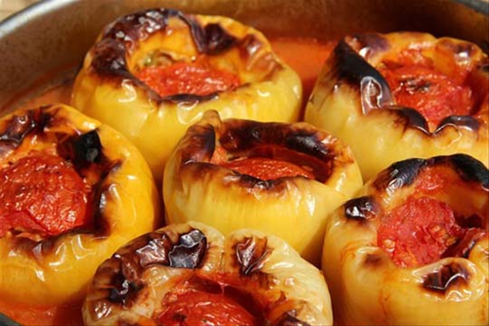 This is how the stuffed peppers looked like when I pulled them out of the oven.