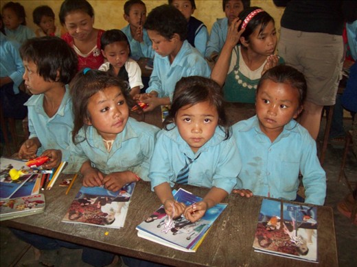 VILLAGE SCHOOL CHILDREN
These children from the village school I visited in Nepal had a certain vulnerability about them that captured my heart.  They all wear uniform and are able to learn with resources from other visiting nations like New Zealand which includes my college.  Although they live in povery they are still like any other children – excited to be at school and eager to learn. 
