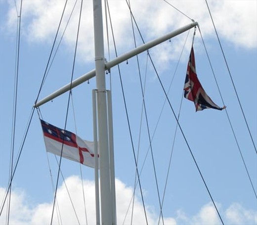 Waitangi Treaty Grounds - original New Zealand flag and British flag