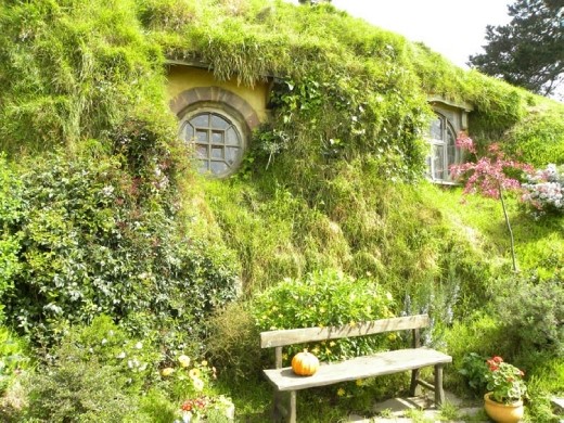 Here's the bench where Bilbo transforms to a young Bilbo in The Hobbit