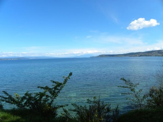 A lovely view of Lake Taupo on our museum walk.