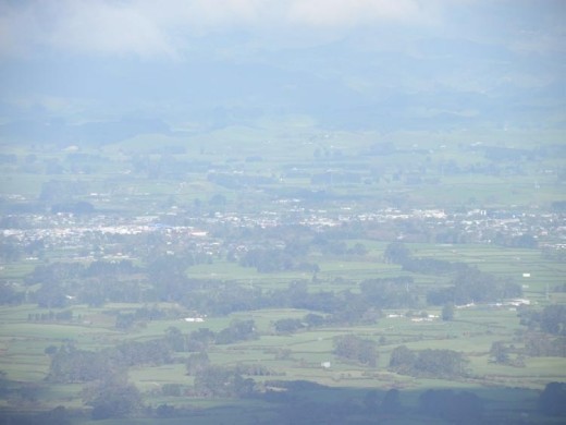 A hazy view of the town of Stratford.