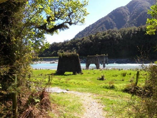 A pit stop on our way to Fox Glacier. These are pilings of an old bridge near Whataroa.