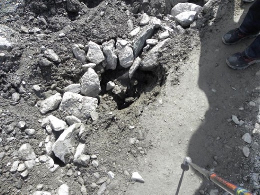 There is glacier ice right below your feet!