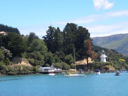 Another lovely view of Akaroa harbor and its picturesque lighthouse.