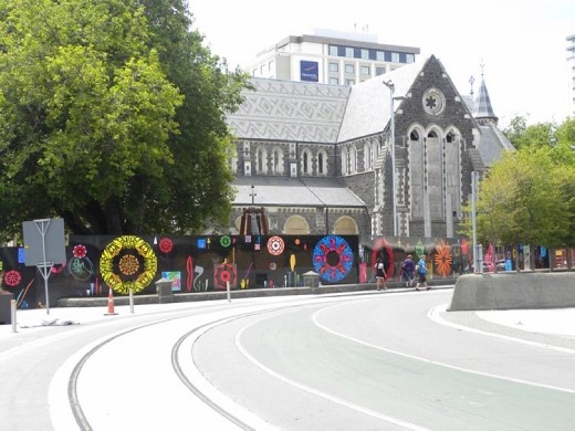 From this angle the Christchurch Cathedral doesn't look damaged...