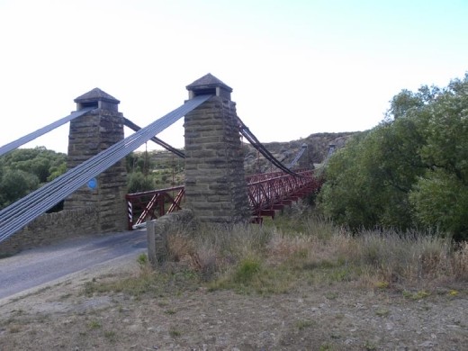The impressive bridge abutments for the Ophir bridge were made with local stone.