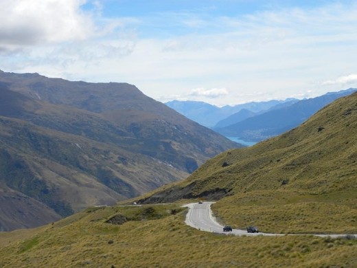 The road winds, and winds, and winds, and winds down the pass to the gorge.