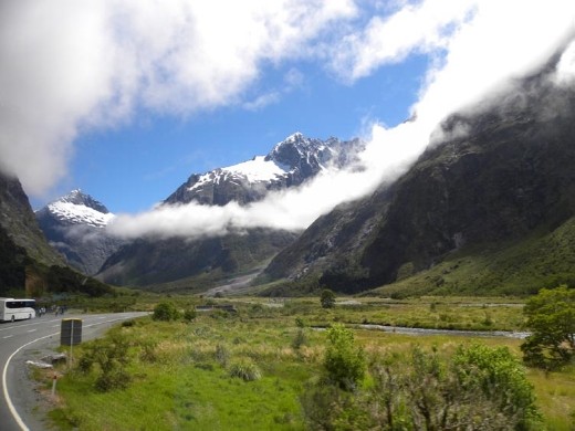 Clouds waft through the Upper Hollyford Valley.