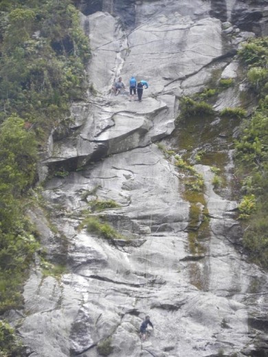 Climbers honing their skills near the Milford Terminal.