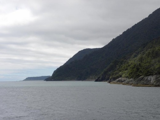 This is the coastline looking north towards Haast and Hokitika. The wind was brisk, so clouds regularly moved in and out.