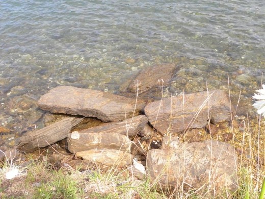 The water is clear and the rocks are interesting.