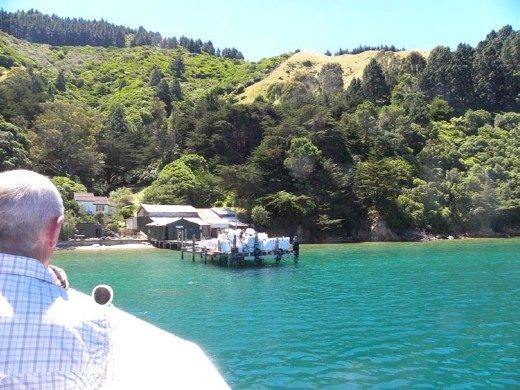 Okay, we've lost count. Which stop is this? Whichever, we dropped off a passenger here. She had to crawl over the top of the bags on the dock. They're full of the 