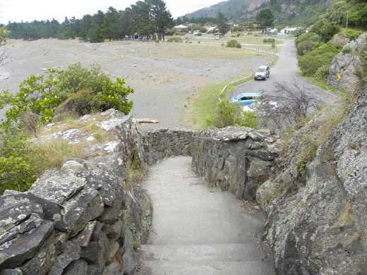 The rock walls were built by volunteers.