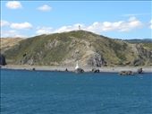 Pencarrow Head. The lighthouse at the top of the hill was the first lighthouse in NZ.: by taylortreks, Views[337]