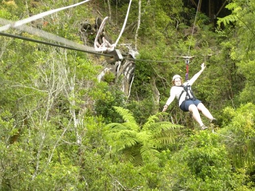 Anna tries to bank while she's flying through the air.