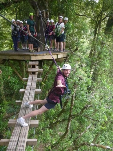 Kent chose the Superman pose. Over the forest. Yeah, our boy is getting over his fear of heights!