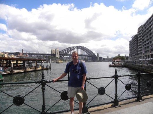 We made it to Sydney Harbour! Kent is the first to get his photo with the famous Sydney Harbour Bridge in the background.