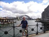 We made it to Sydney Harbour! Kent is the first to get his photo with the famous Sydney Harbour Bridge in the background.: by taylortreks, Views[195]