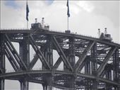 Walking up the Harbour Bridge is a big (and expensive!) thrill. You can see the latest tour group huddled together at the top.: by taylortreks, Views[187]