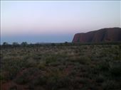 In the distance you can see Kata tjuta, a group of similar, but smaller, rock formations like Uluru.: by taylortreks, Views[207]