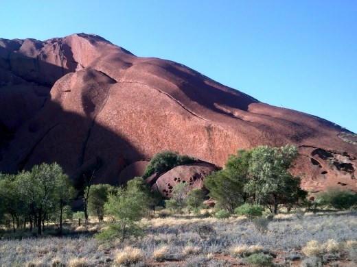 At the east end of Uluru, tourists can climb to the top. It's a 